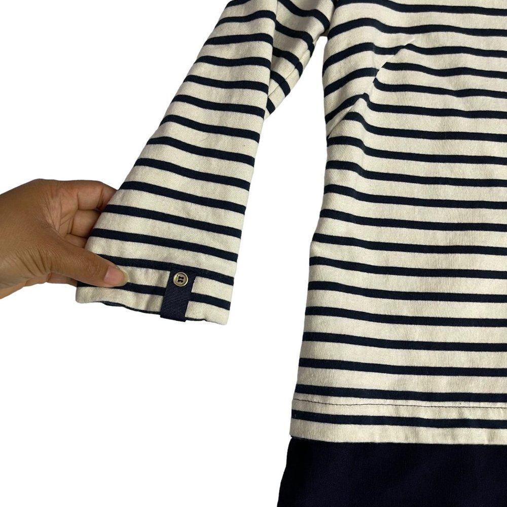 Zara Basic Women's 3/4 Sleeve Striped Navy Blue Mini Dress Size XS - Picture 5 of 11